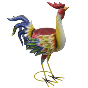 Planter Metal Colorful Rooster