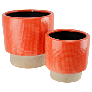 Planters Texture Stripe Orange Set of 2