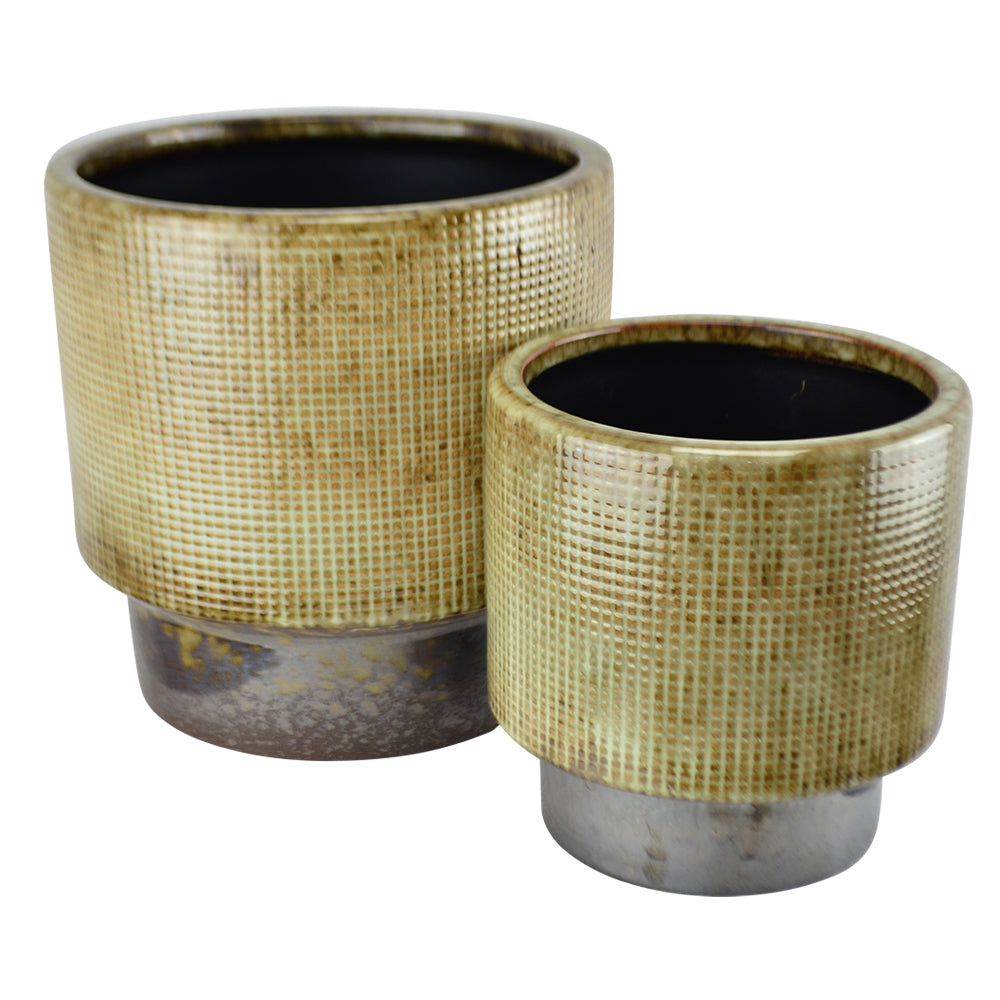 Planters Textured Stripe Brown Set of 2