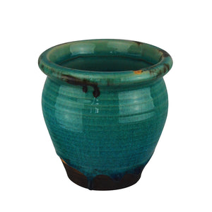 Planter Glazed Teal Blue