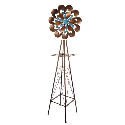 Windmill Flower Swirl Blue and Bronze
