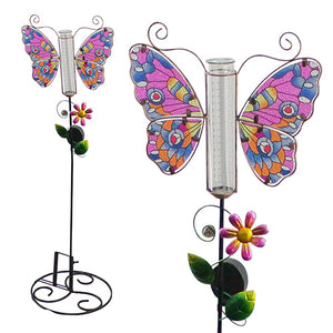 Rain Gauge Butterfly Pink Blue