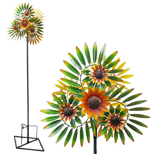 Spinner Stake Flowers Yellow Green Leaves