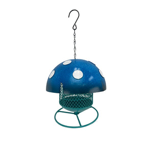 Bird Feeder Mushroom Top Blue Teal