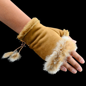 Texting Gloves Fur Camel