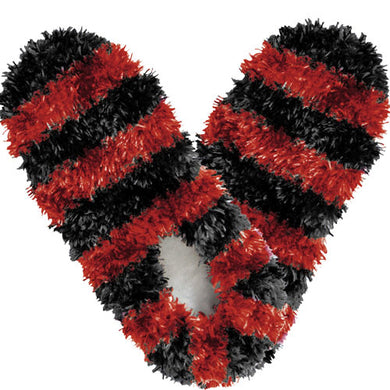 Fuzzy Footies Black Red Striped - Life Is Garden