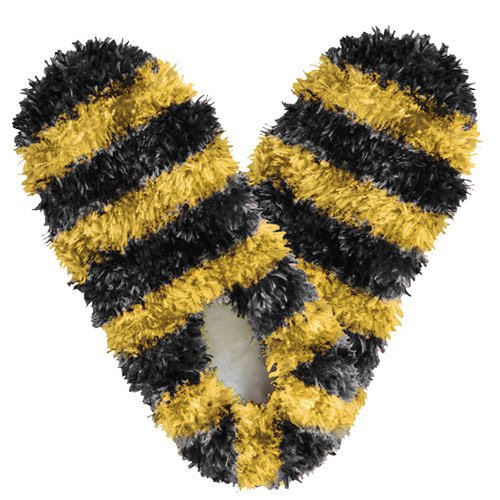 Fuzzy Footies Black Gold Striped
