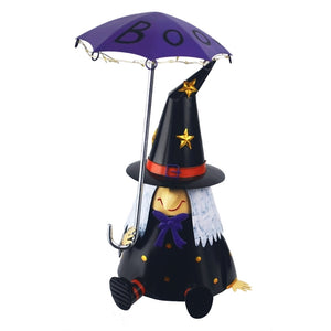Decor Statuary Lighted Witch w Umbrella